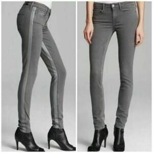 Vince Gray Silverfin Wash Tuxedo Stripe Tonal Dylan Skinny Jeans 29